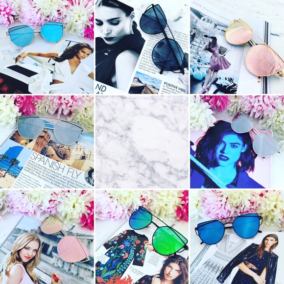 🆑 "Natalie" Sunglasses || Dark Blue Mirror - Picture 5 of 7